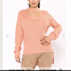 Cute Pink high low fashion nova sweater